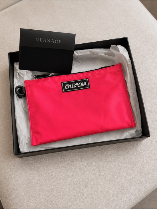 Versace Handbags - Versace Neon Pink Nylon Wristlet Clutch Pouch with Box – Made in Italy